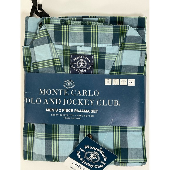 Monte Carlo Polo & Jockey Club Other - NWT Men's Monte Carlo Polo & Jockey Club 2 Piece Short Sleeve Plaid Pajamas 3XL